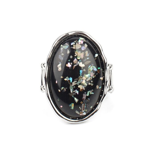 Paparazzi Glittery With Envy Blk Ring, NWT